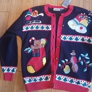 That's me nwt xmas tree bells blk red sweater